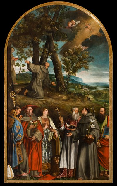 Saint Francis Receiving the Stigmata and Six Saints by Francesco Beccaruzzi